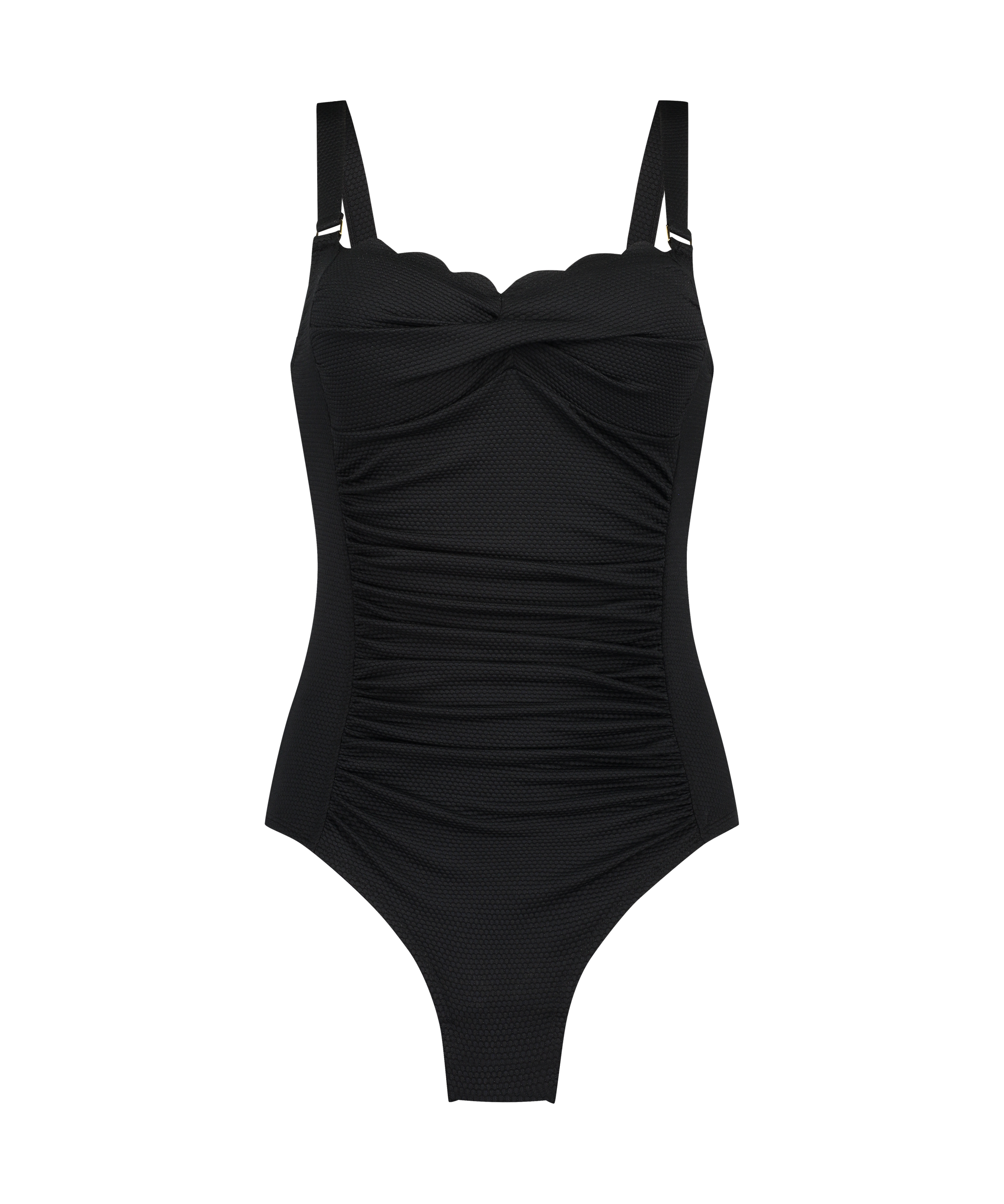 Scallop swimsuit, Black, main