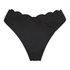 Scallop High-Leg Bikini Bottoms, Black