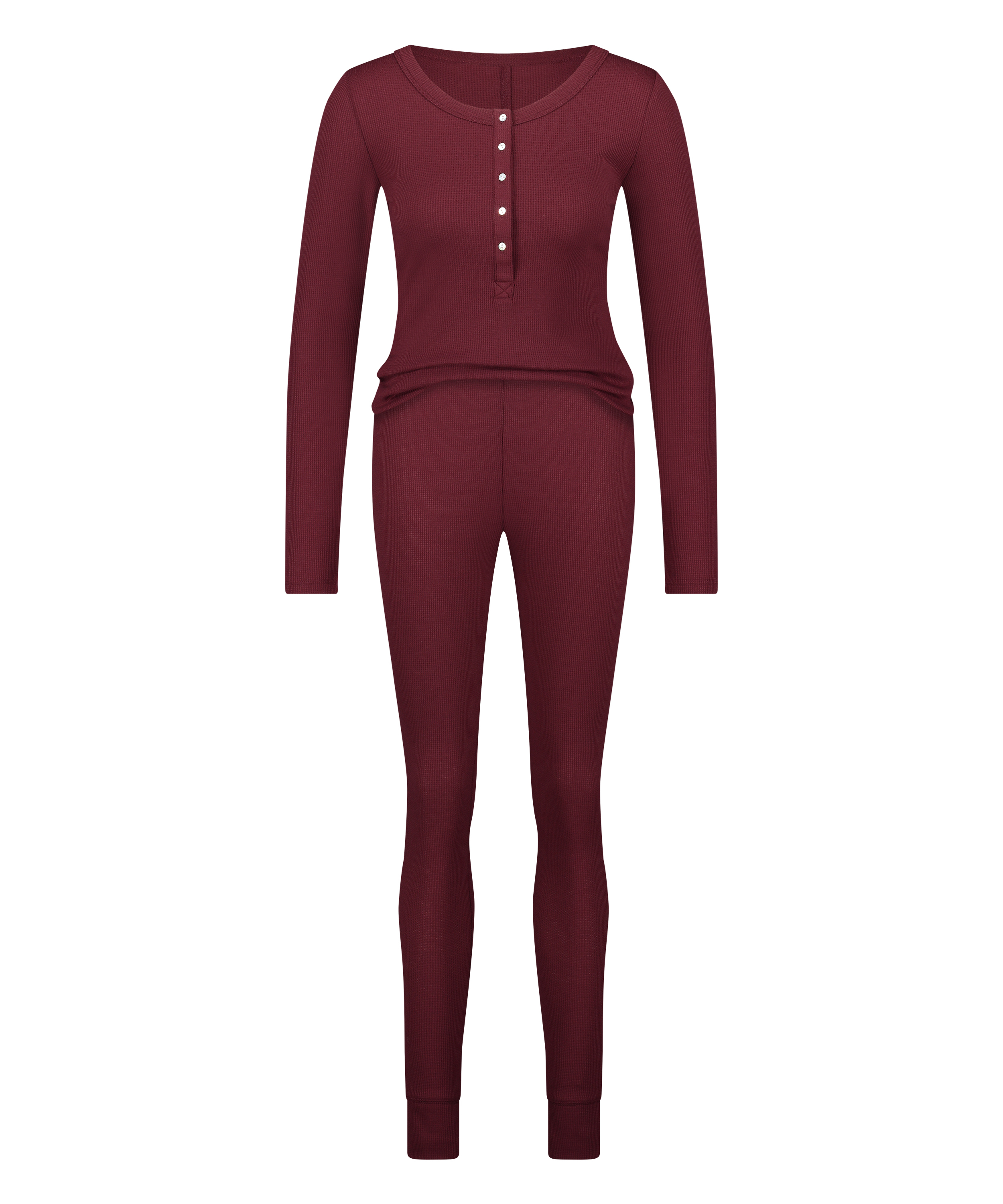 Waffle Placket Pyjama, Purple, main