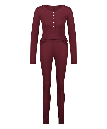 Waffle Placket Pyjama, Purple