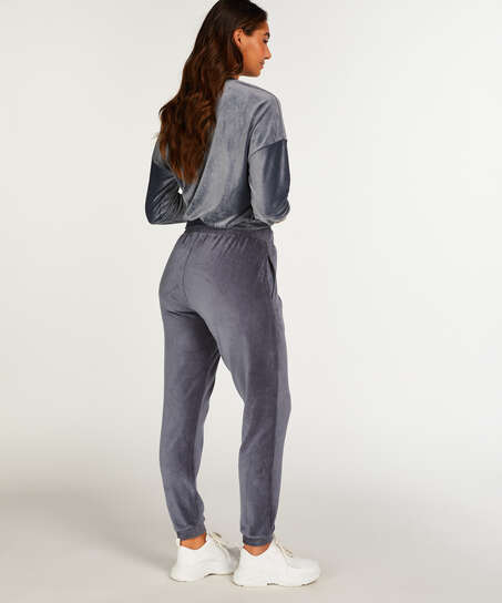 Velour rib top with long sleeves, Gray