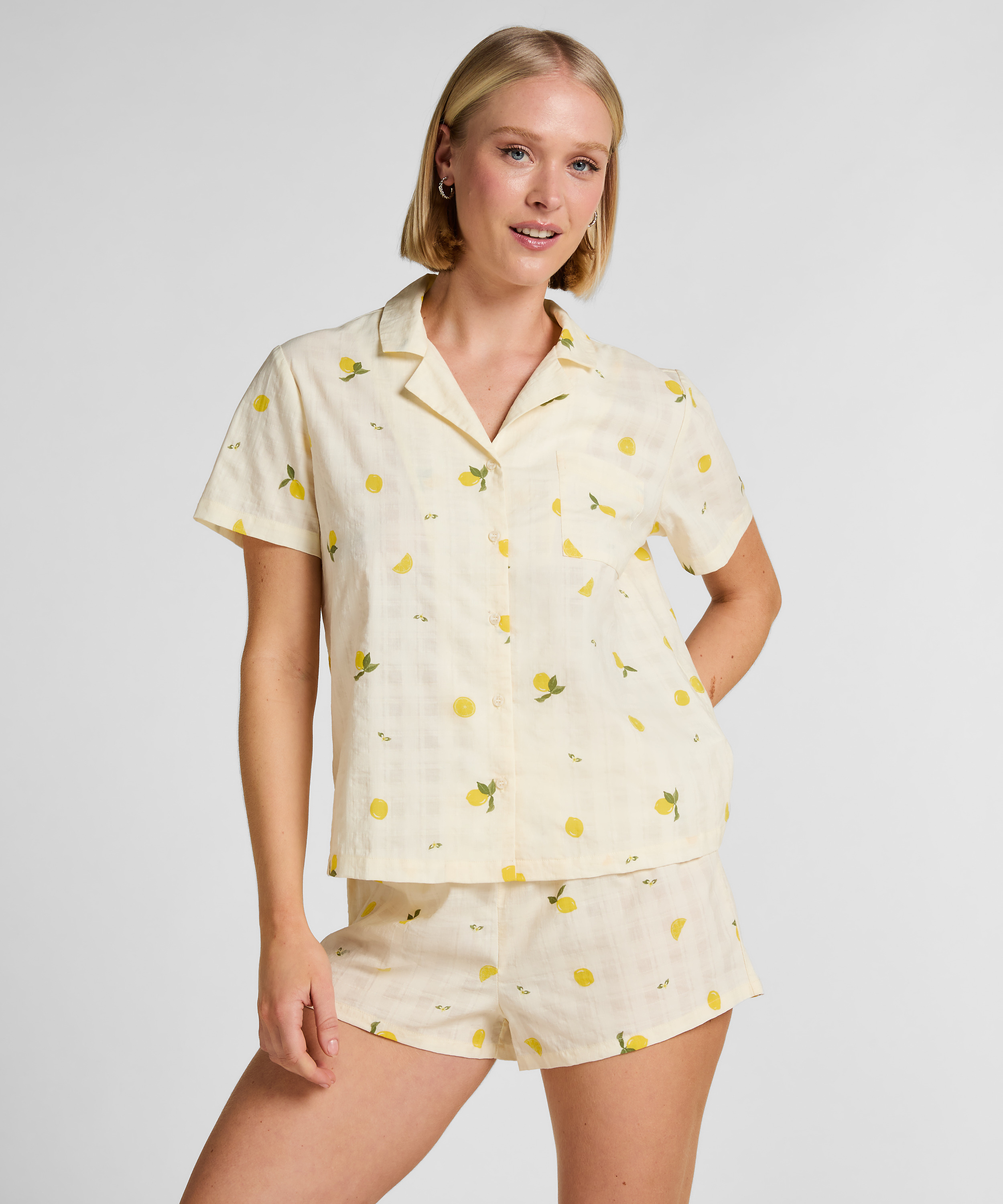 Lemon Pyjama Set, White, main