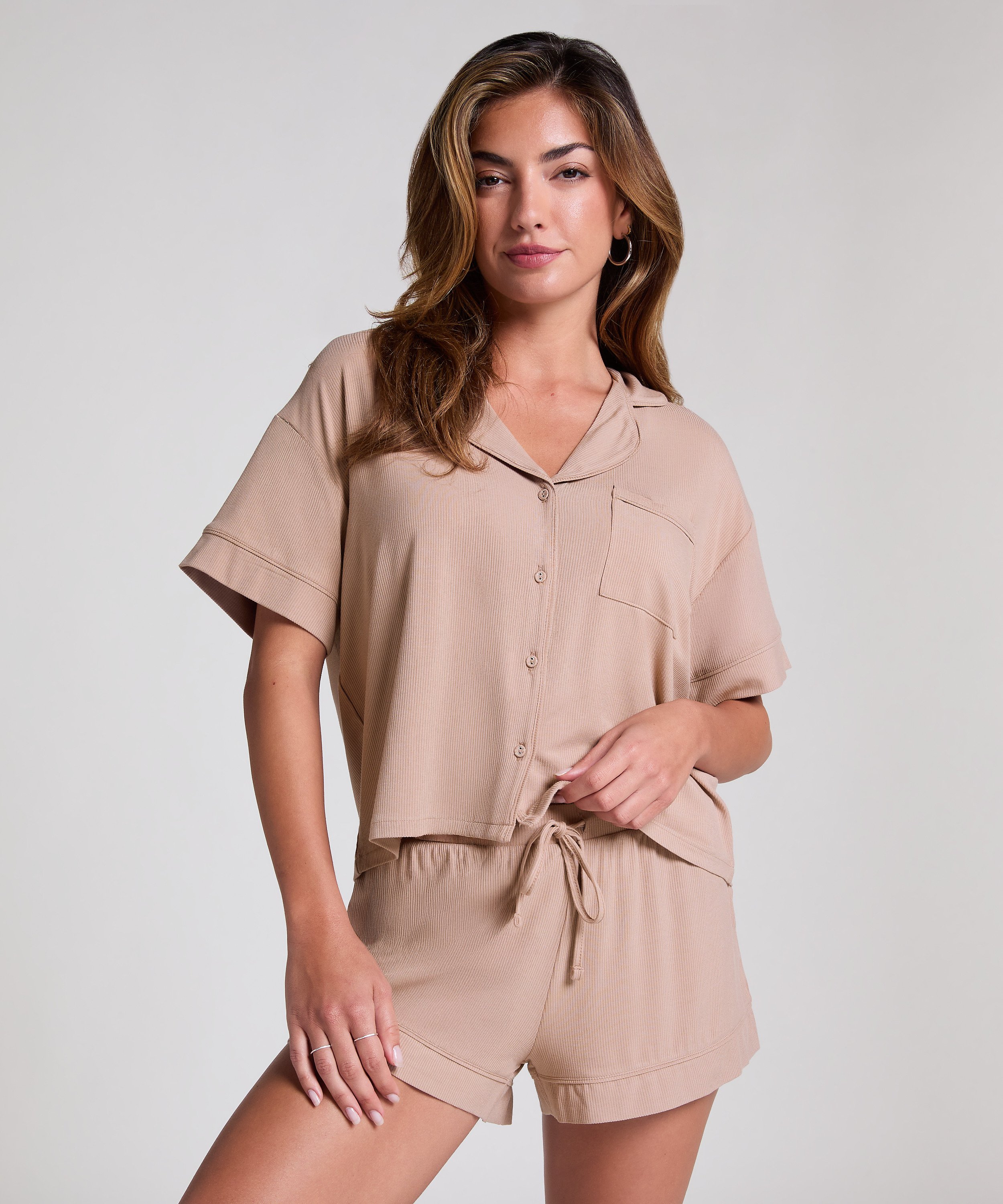 Essential Jersey Short-Sleeved Jacket, Beige, main