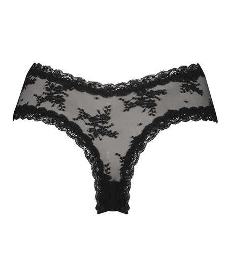V-shaped Brazilian knickers mesh, Black