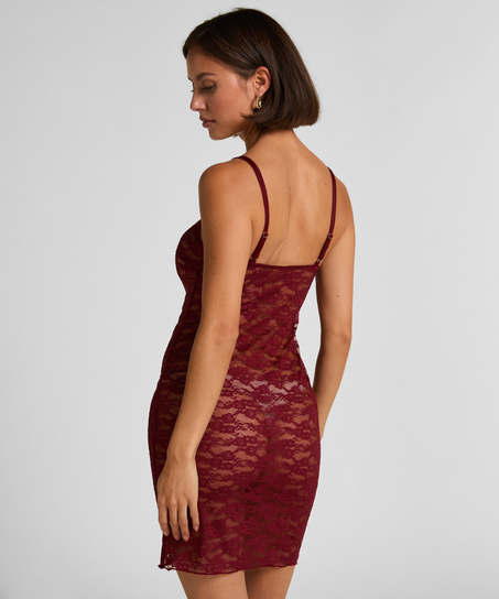 Slipdress Allover Lace, Red