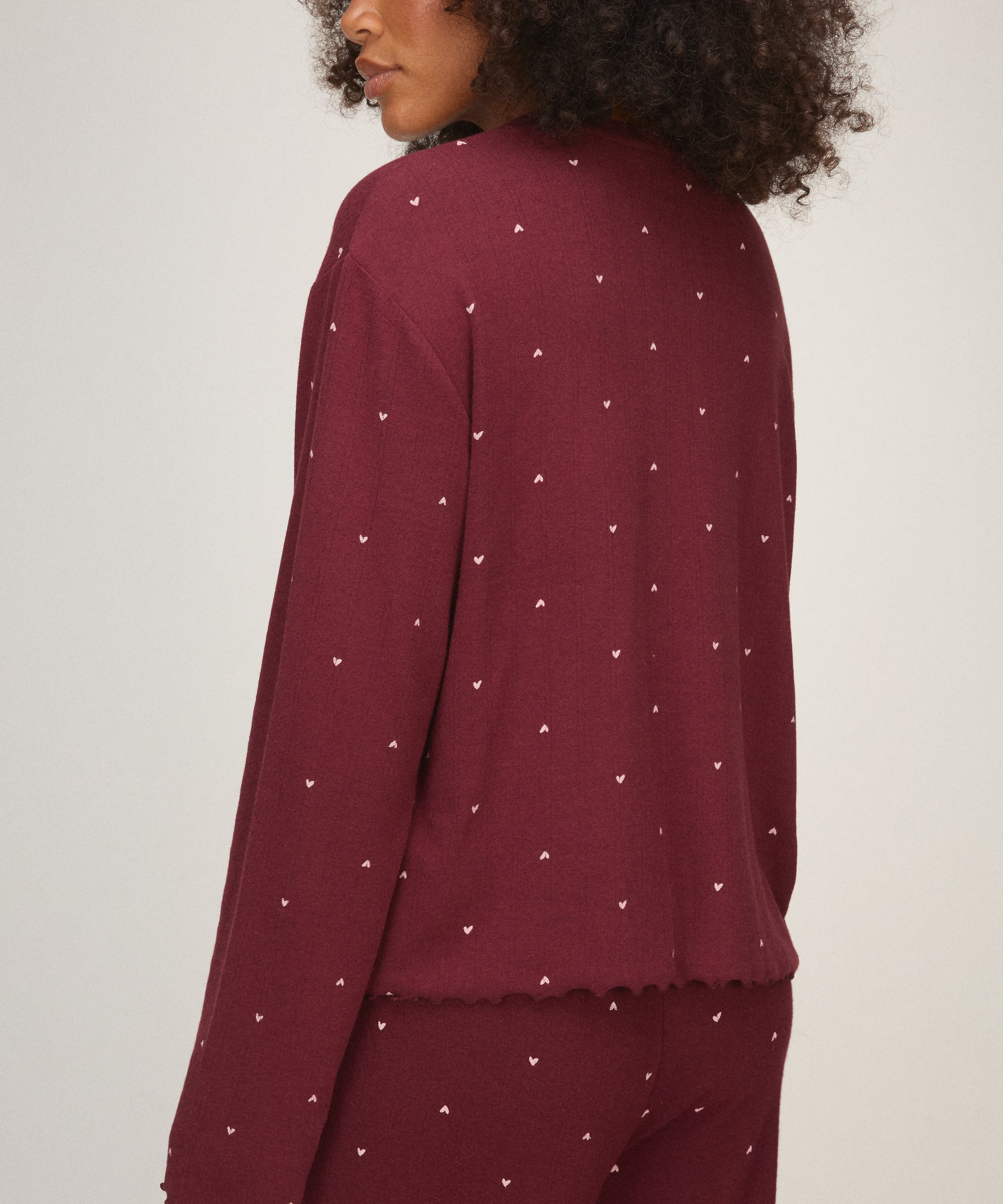 Pyjama Top Loose Pointelle, Purple, main