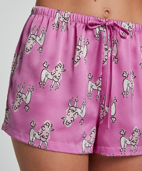 Satin pyjama shorts, Purple