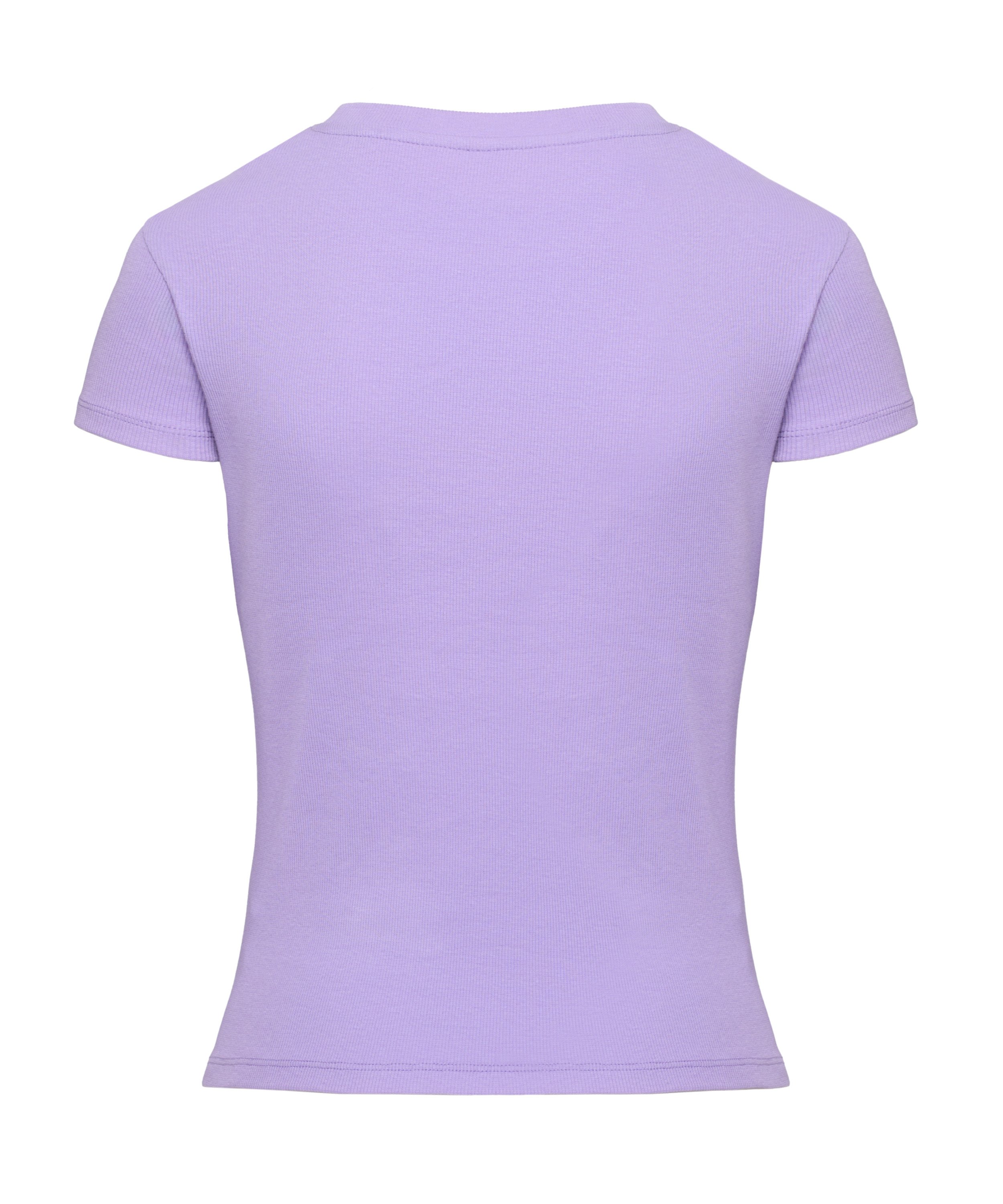 Ribbed Crew Neck Short-Sleeved Pyjama Top, Purple, main
