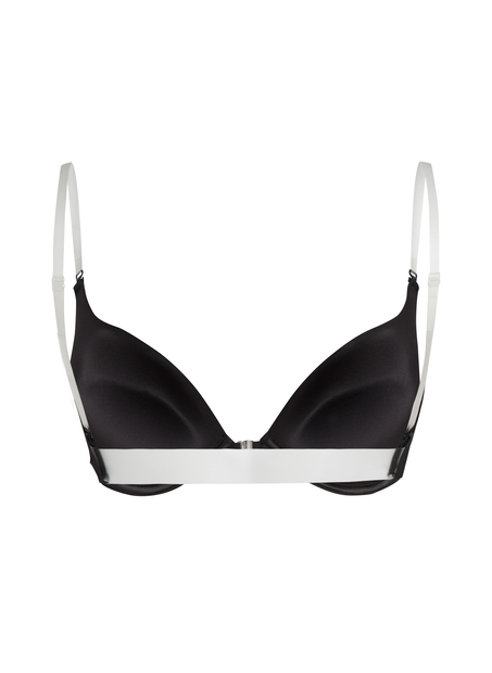 Transparant Padded Underwired Push-Up Bra, Black