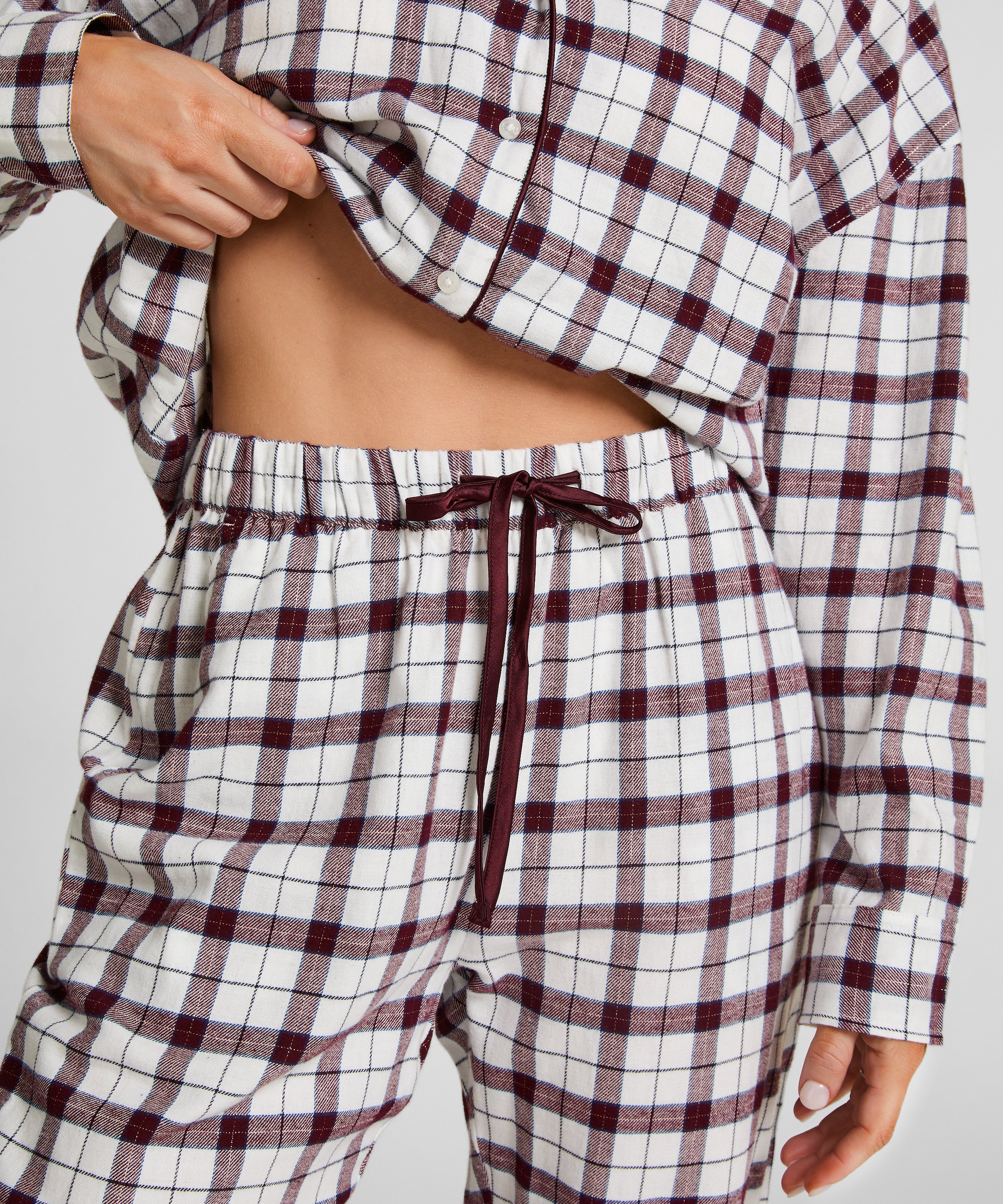 Flannel Pyjama Pants, White, main