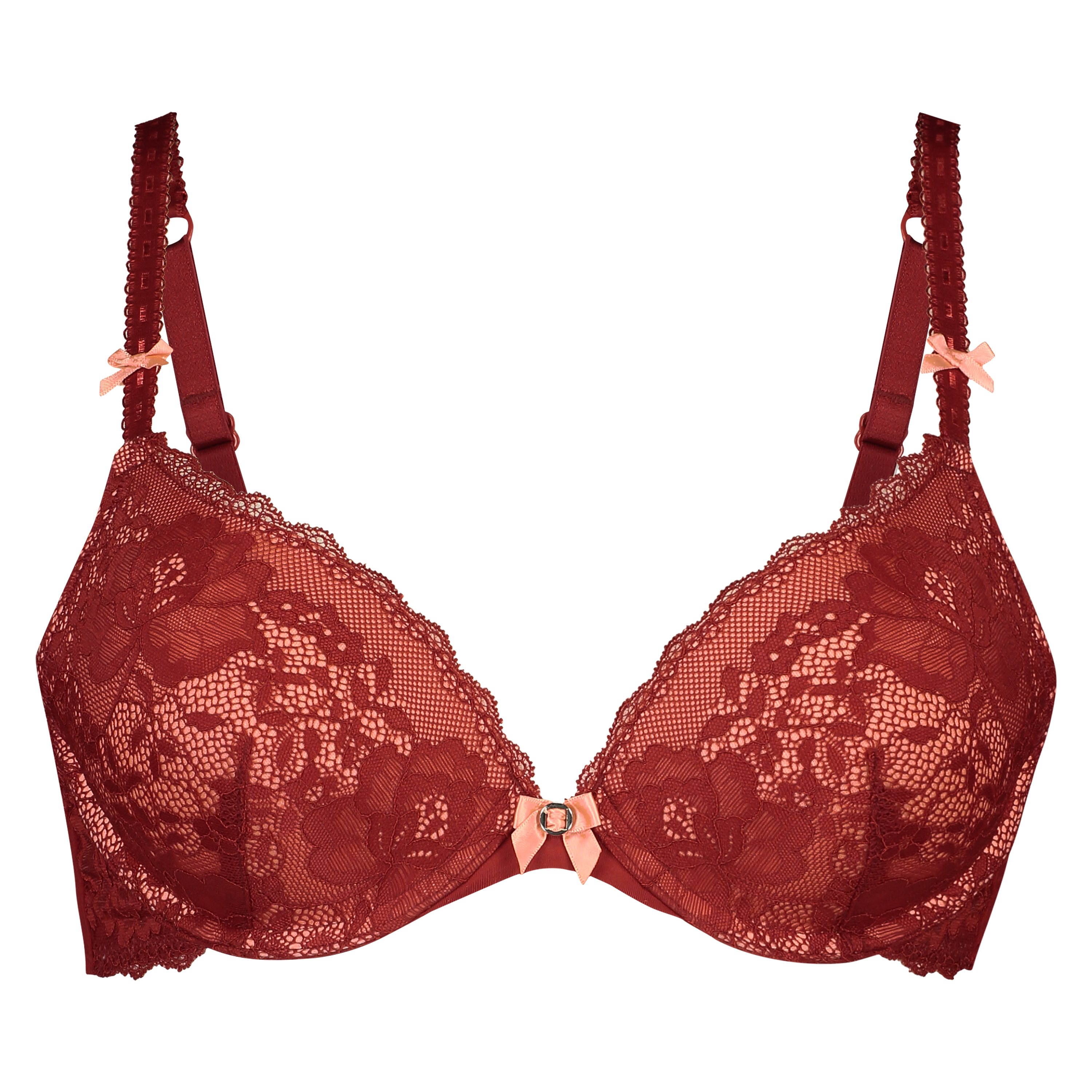 Theresa Padded Underwired Push-Up Bra, Red, main