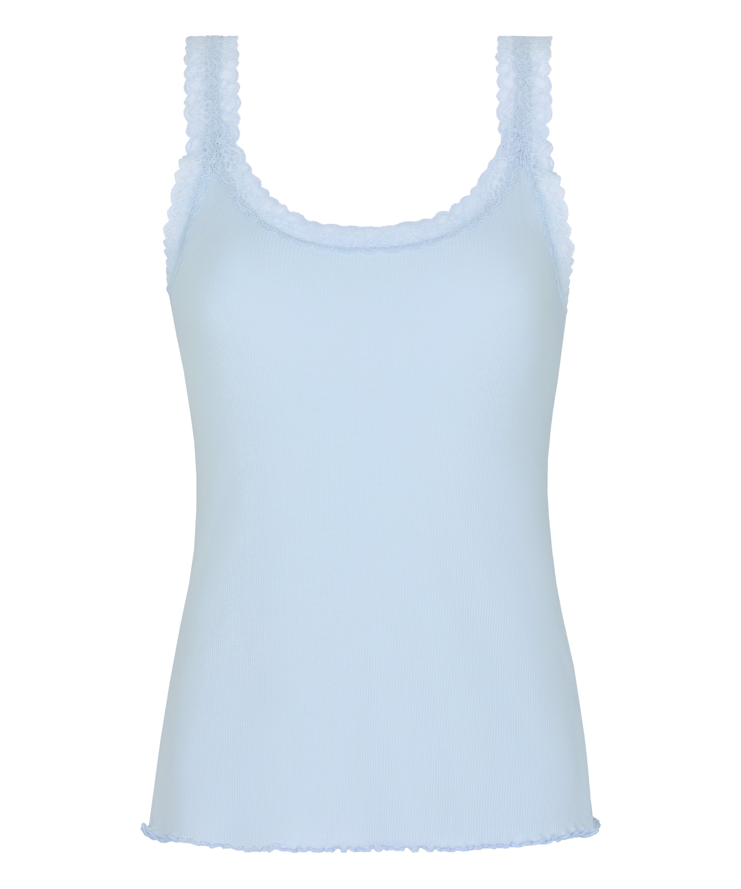 Singlet Rib Jersey Lace, Blue, main