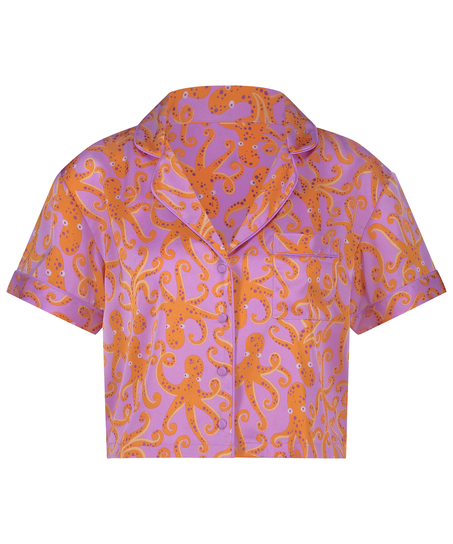 Satin Short-Sleeved Jacket, Purple