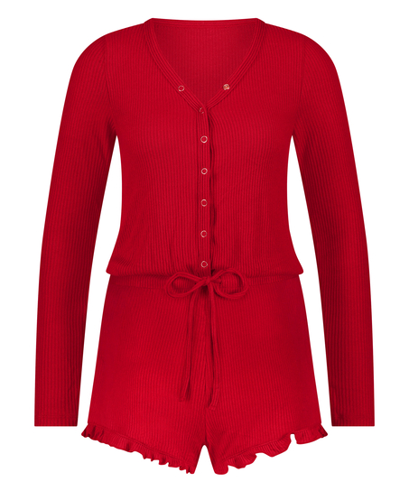 Brushed Short Onesie, Red
