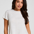 Loose-Fitting Short-Sleeved Pyjama Top, Beige