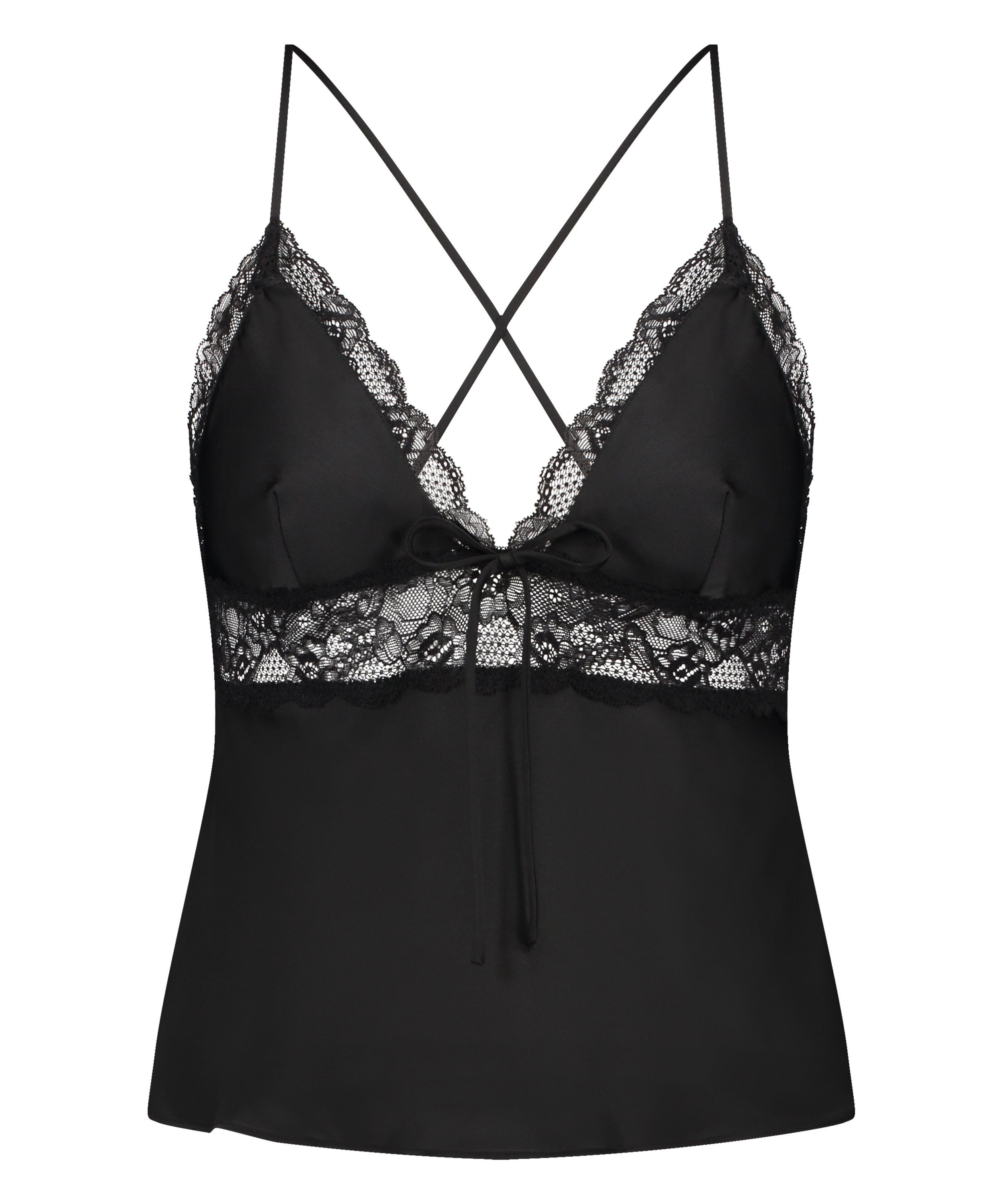 Satin Marcela Cami Top, Black, main