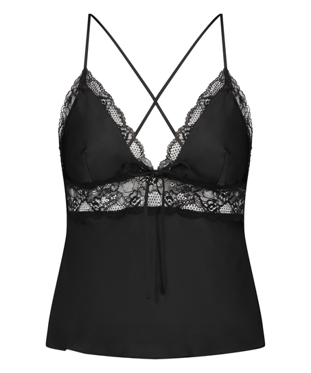 Satin Marcela Cami Top, Black