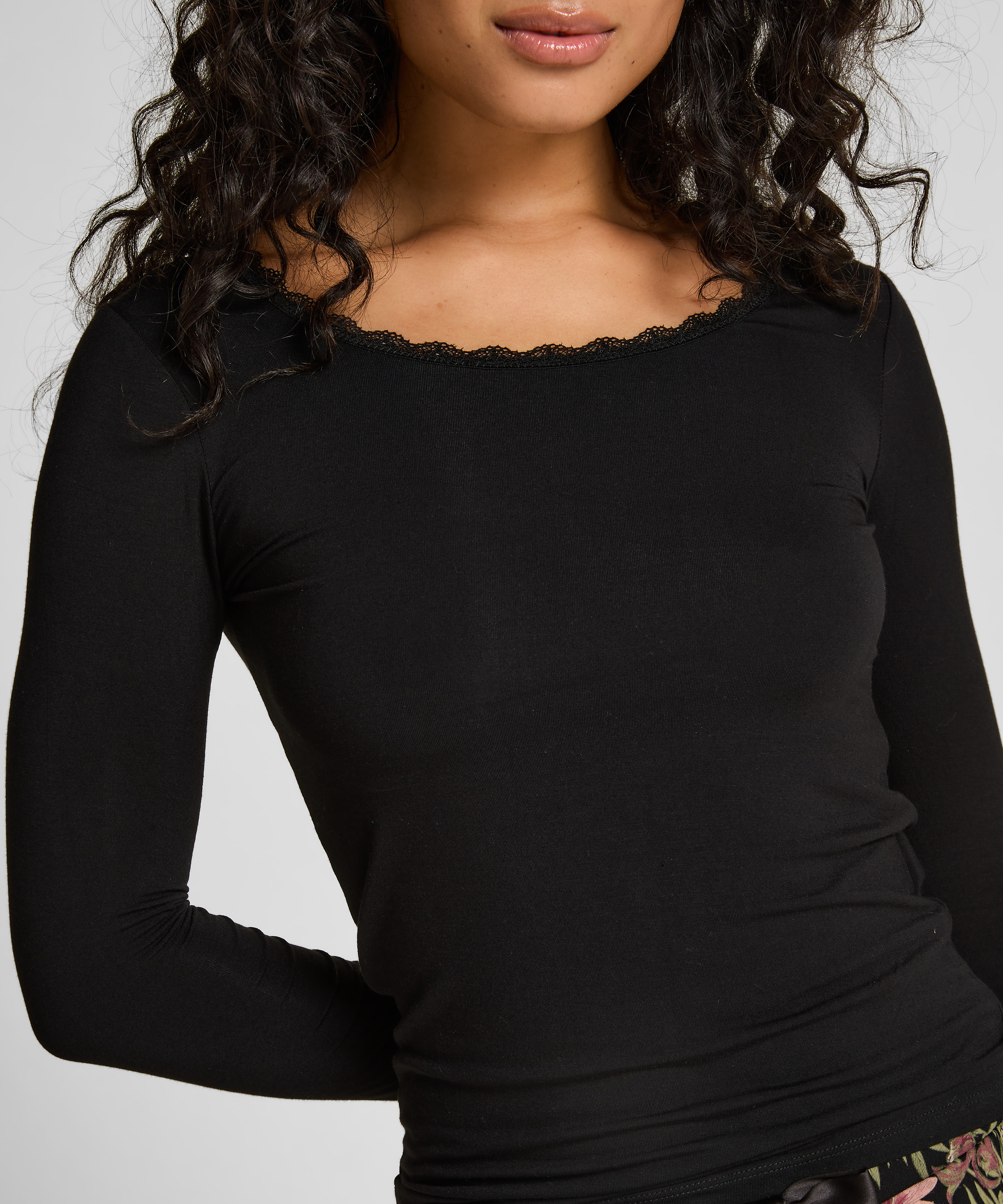 Longsleeved Jersey Pyjama Top, Black, main