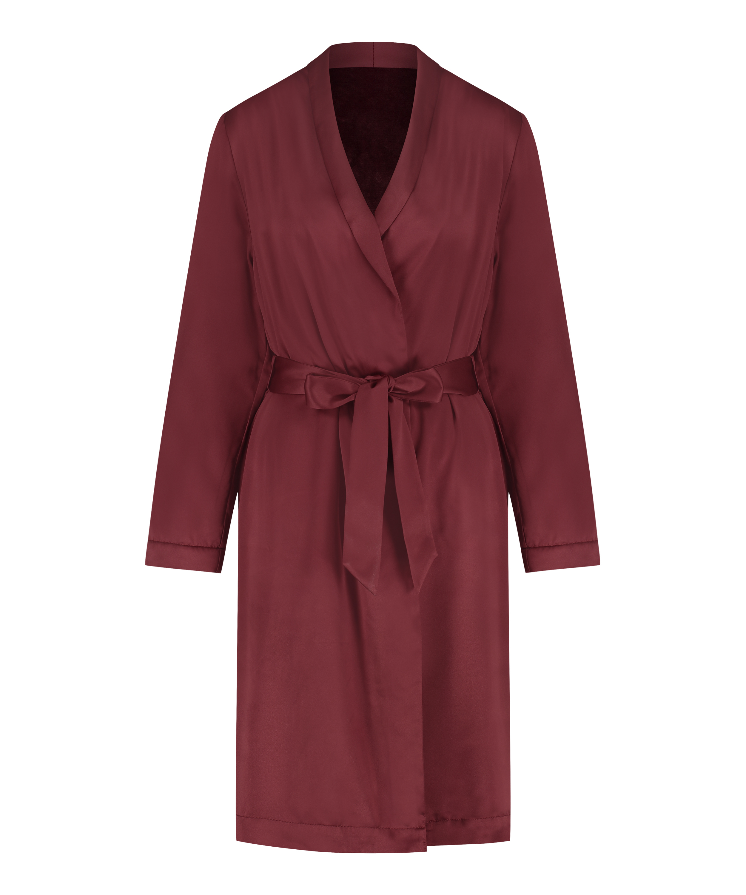 Satin Fleece Bathrobe, Red, main