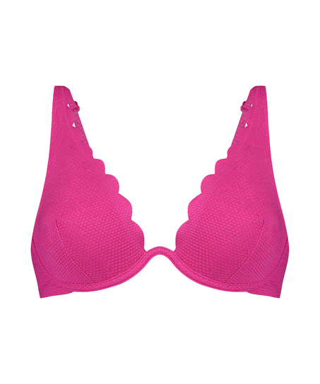 Scallop Lurex Bikini Top, Pink