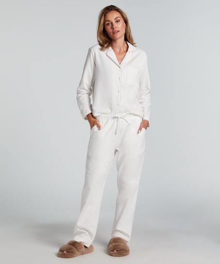 Flannel Pyjama Pants, White