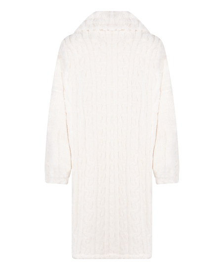 Poncho Cable Fleece, White