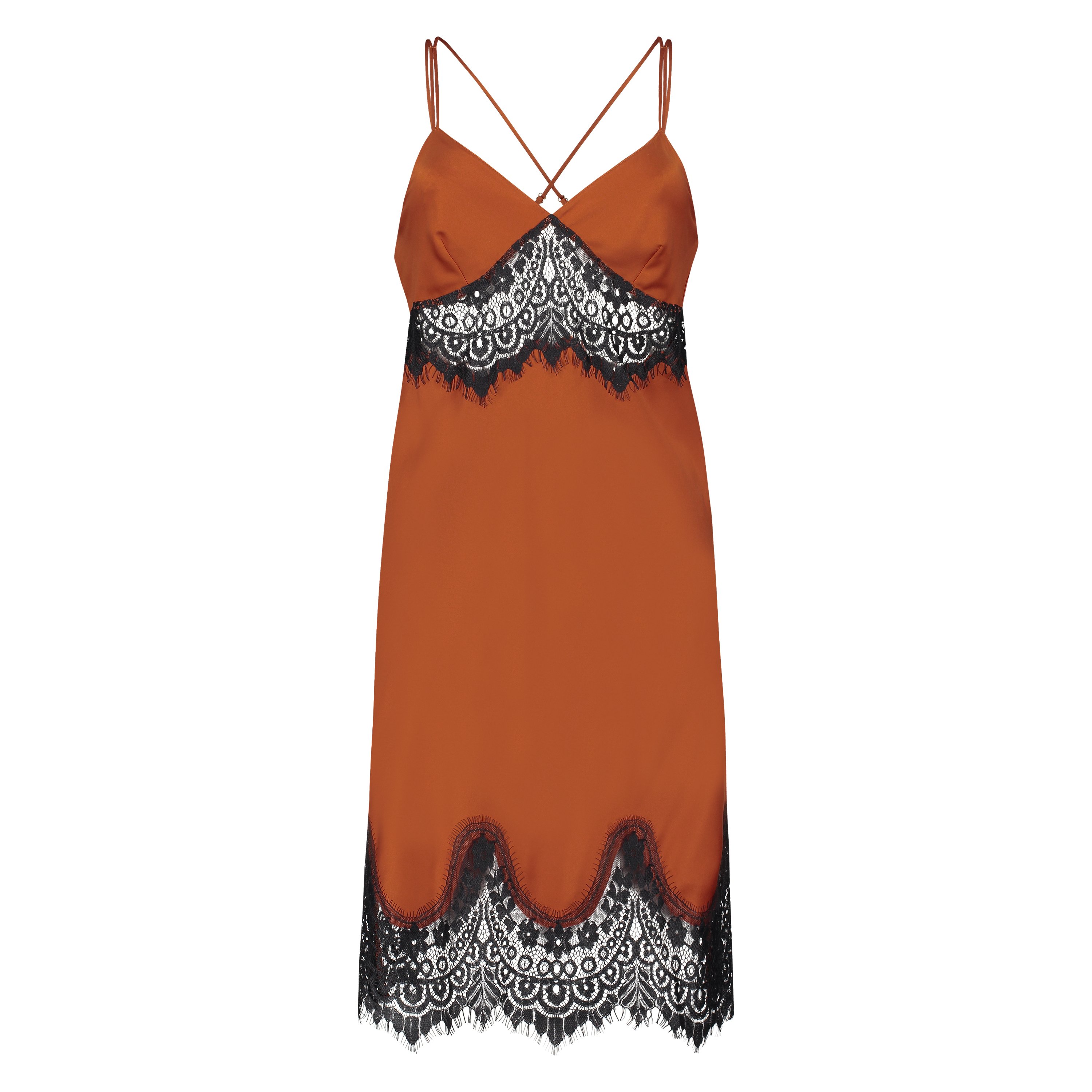 Lace Satin Slip Dress, Red, main