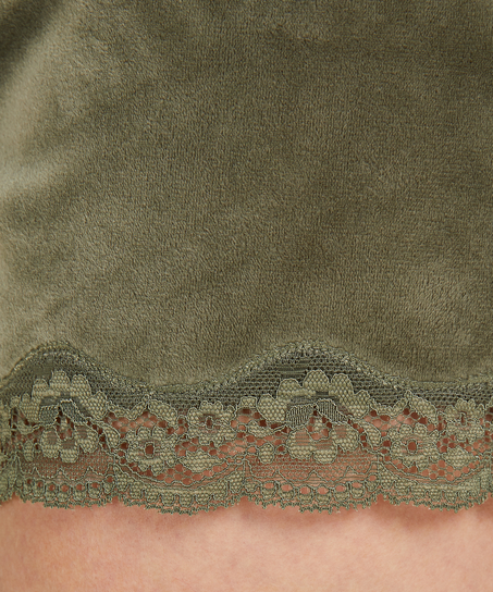 Velvet lace shorts, Green