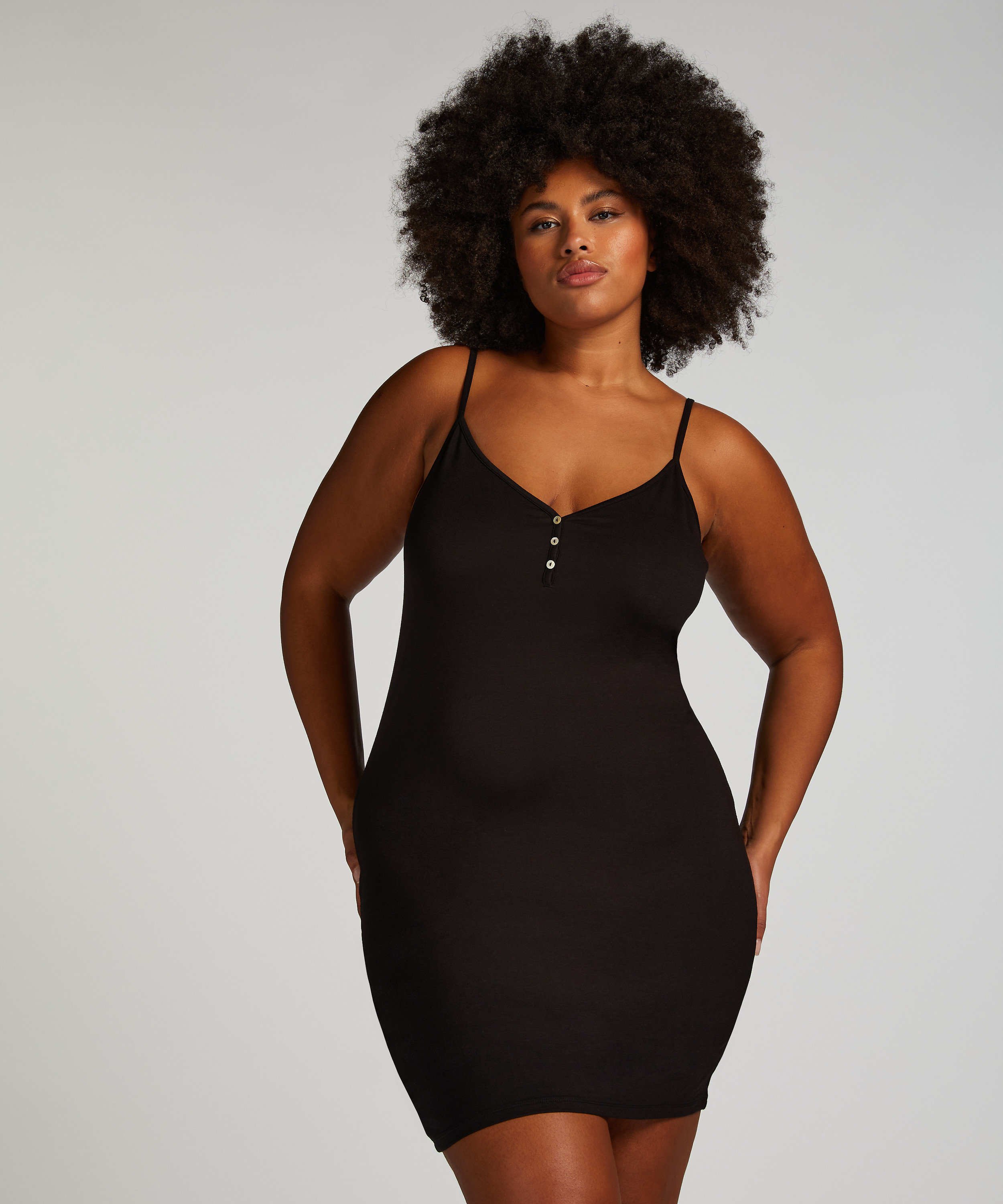 Henley Slipdress, Black, main