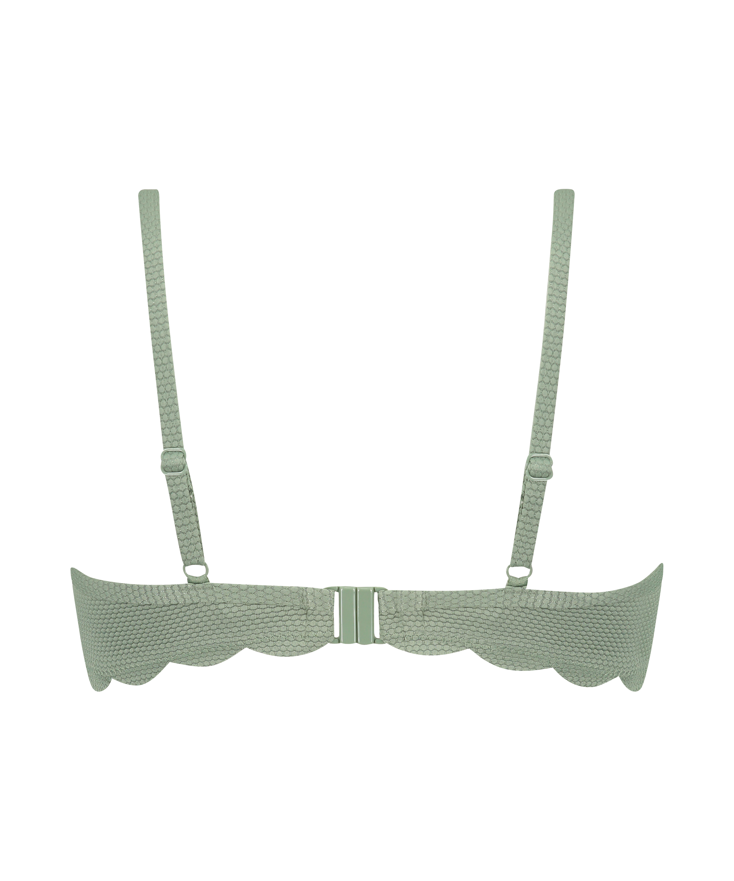 Scallop Padded Underwired Bikini Top, Green, main