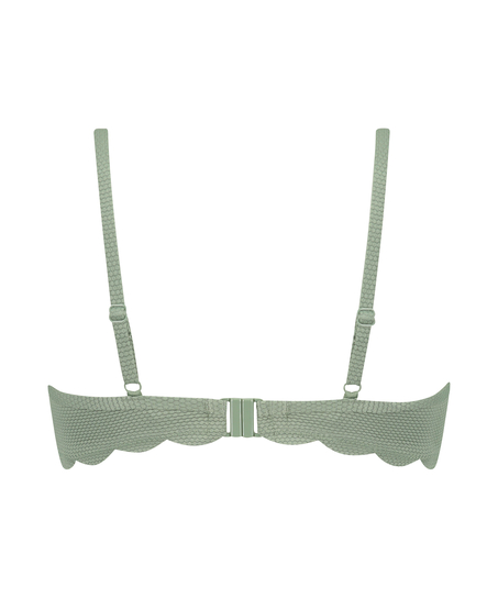 Scallop Padded Underwired Bikini Top, Green