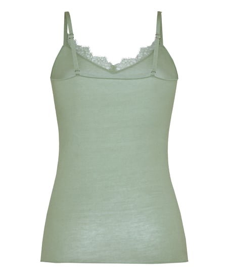 super soft Lace V-Neck cami with Cashmere, Green