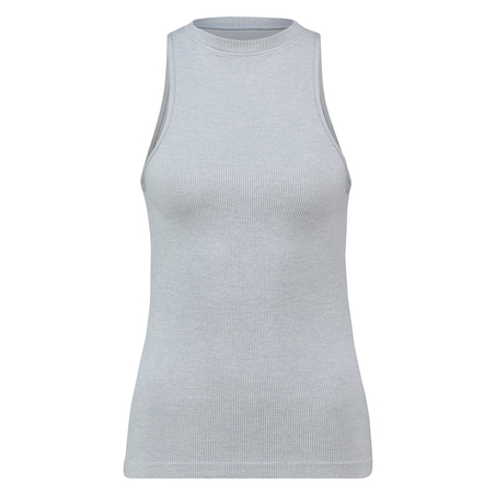 Seamless high neck rib top, Gray