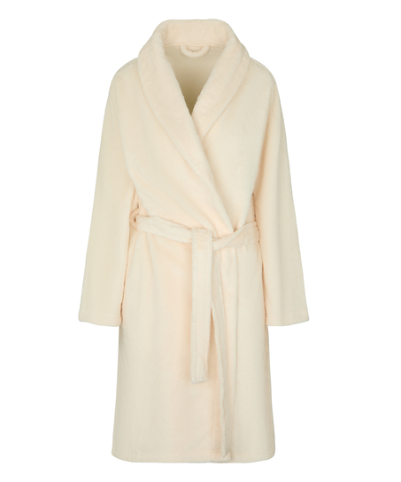 Fleece Bathrobe, White