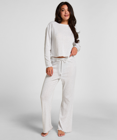 Pyjama Top Pointelle, Beige
