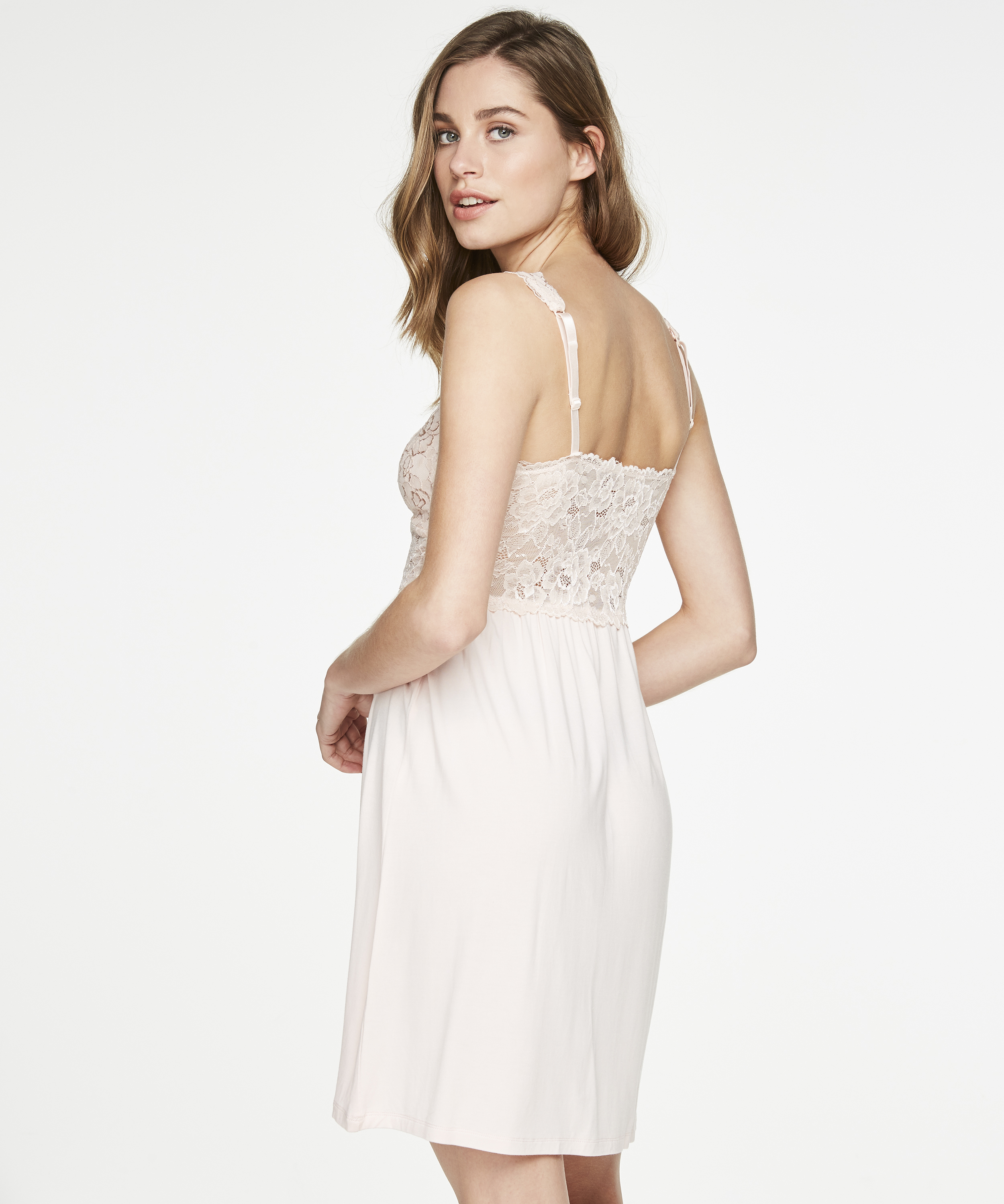 Modal Lace Slip Dress, Pink, main