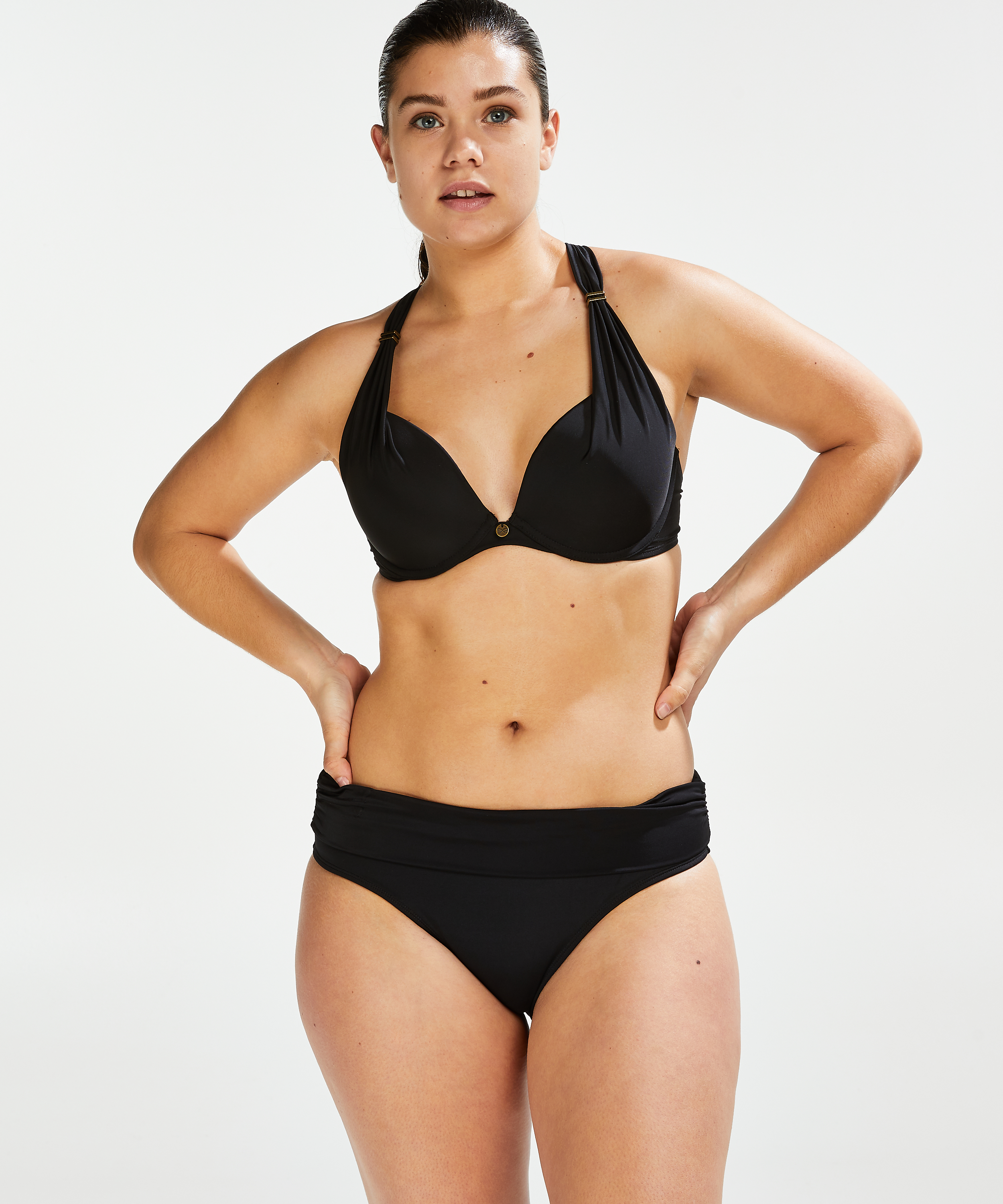 Sunset Dreams padded underwired bikini top Cup E +, Black, main