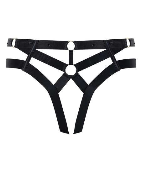 Athena Open Crotch Thong, Black
