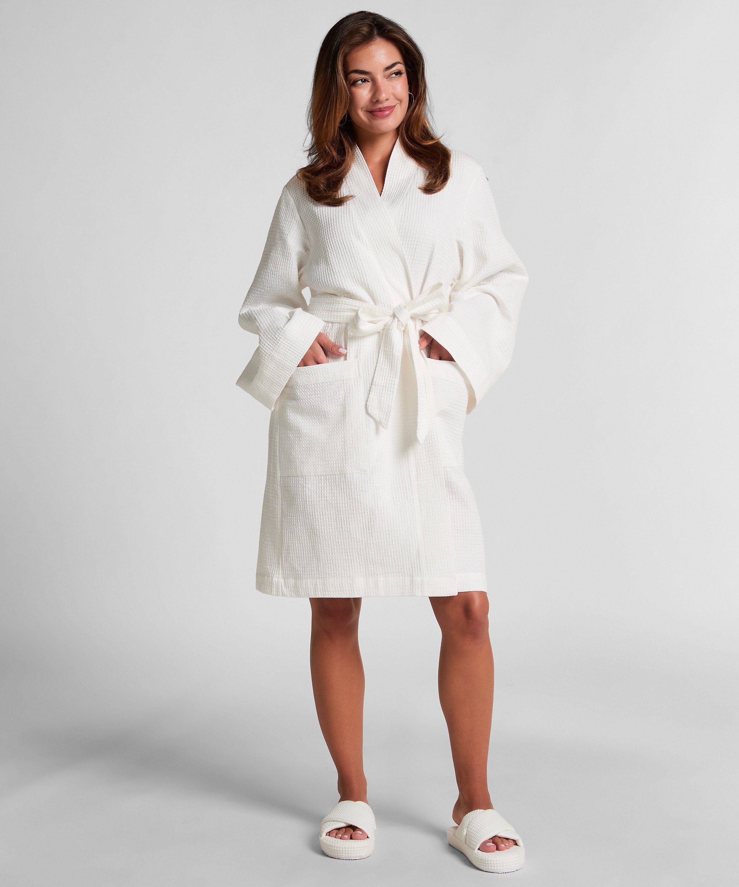 Waffle Bathrobe, White, main
