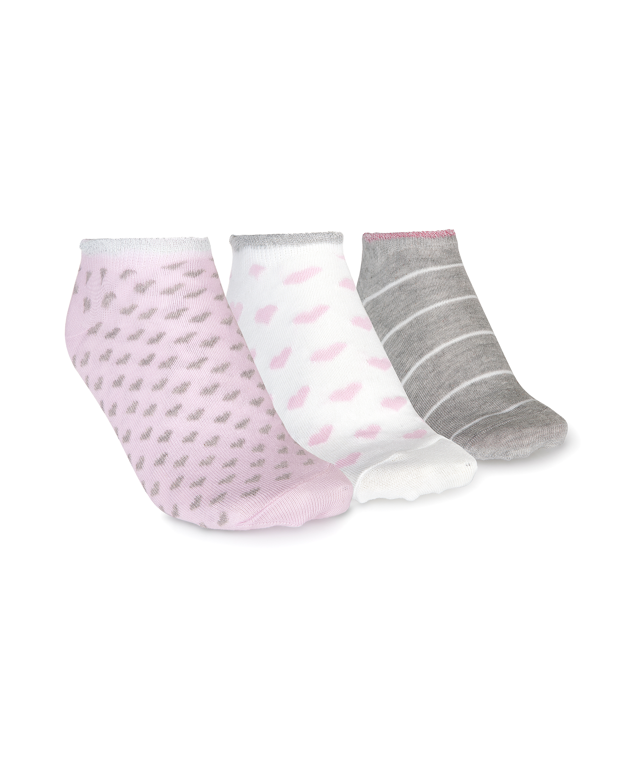 3-Pack Cotton Trainer Liners, Pink, main