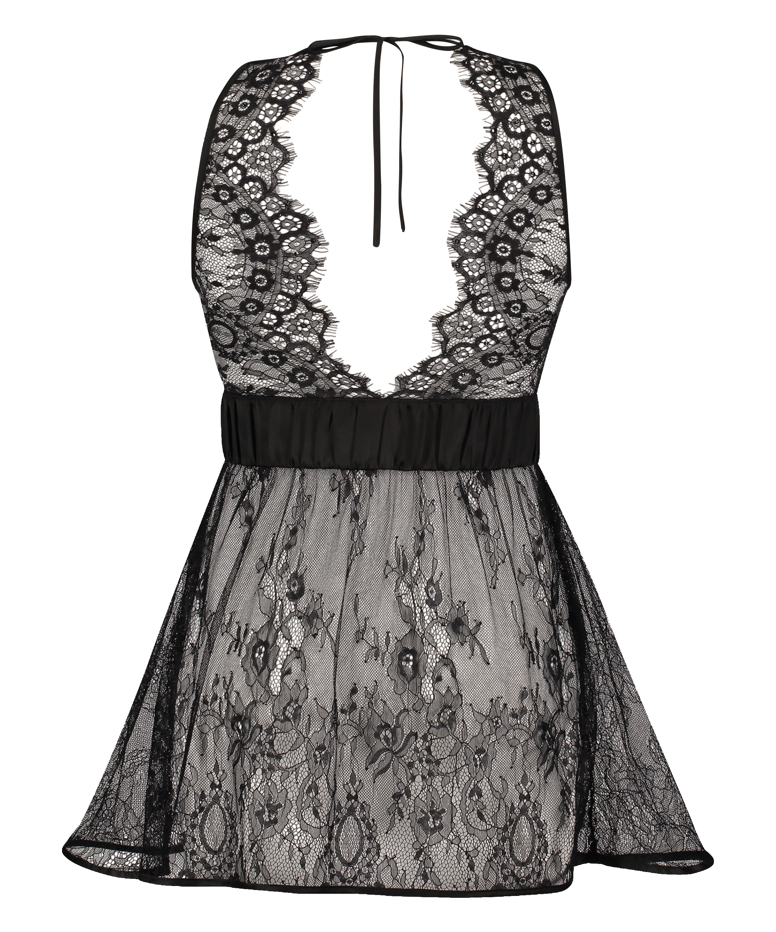 Lace Slip Dress, Black, main