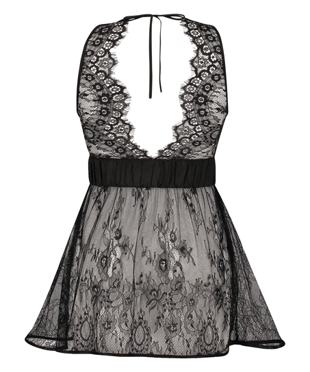 Lace Slip Dress, Black