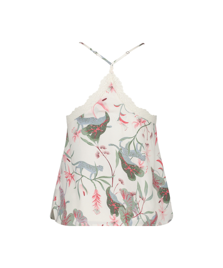 Woven Lace Cami Top, White