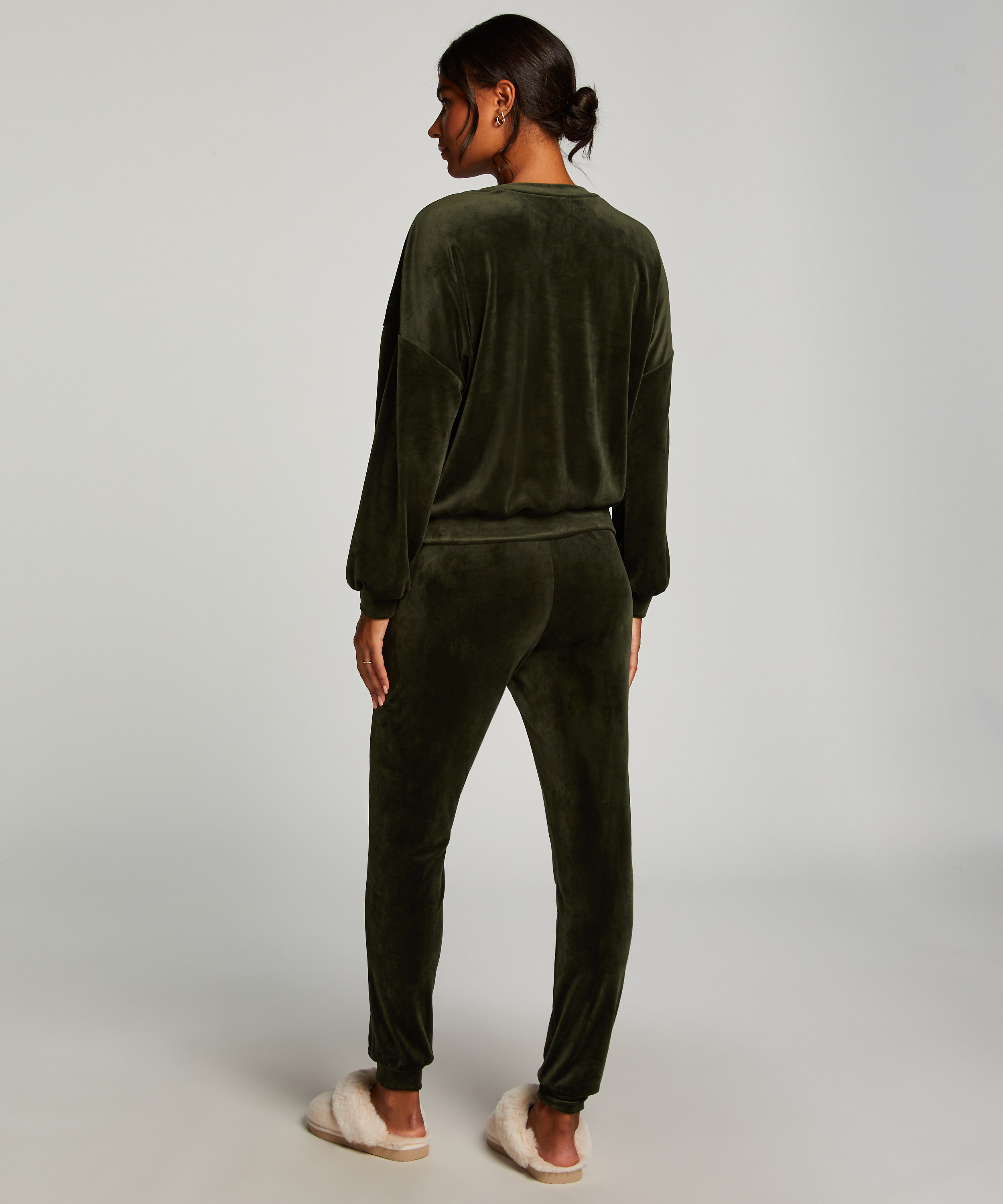 Velours Jogging Pants, Green, main