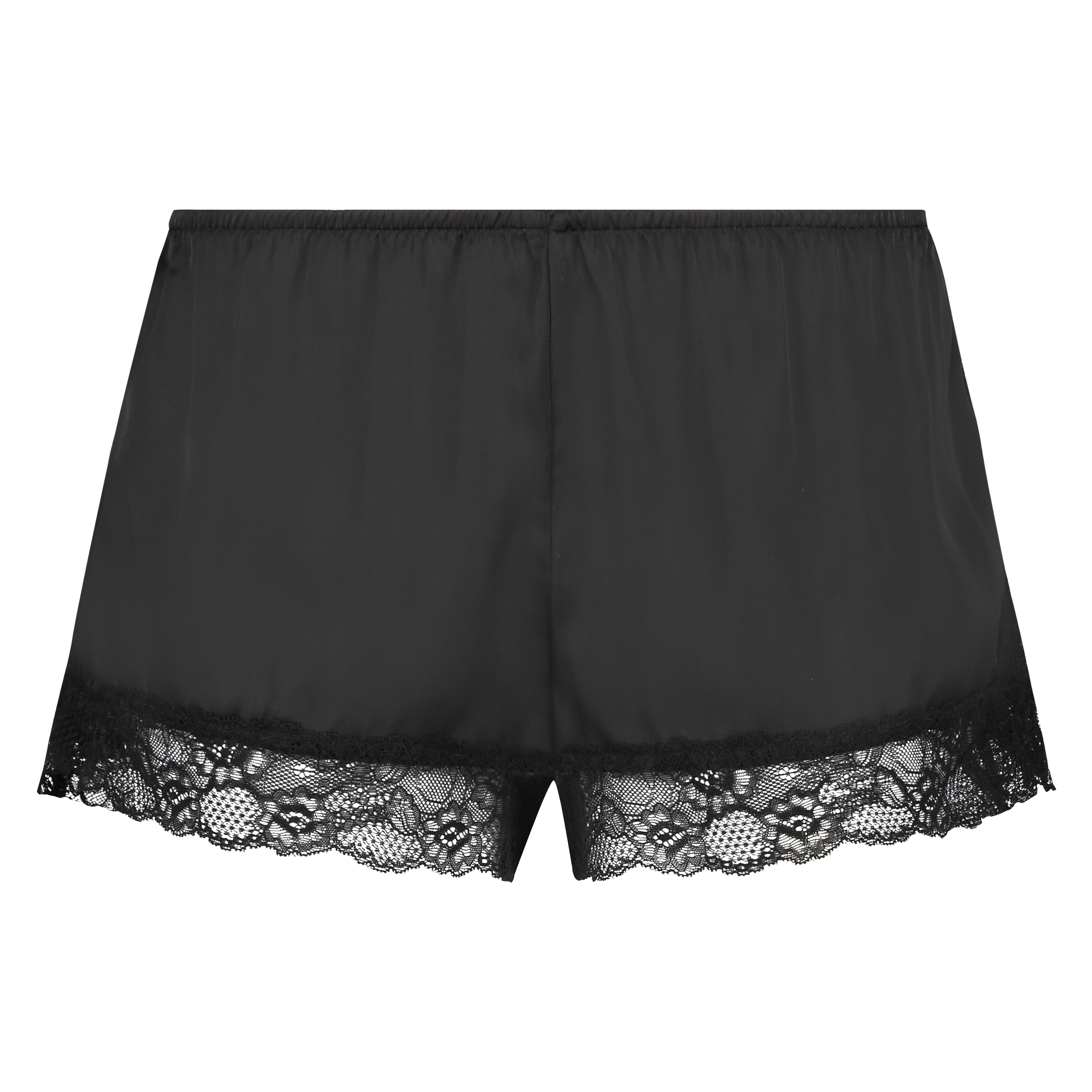Satin pyjama shorts, Black, main