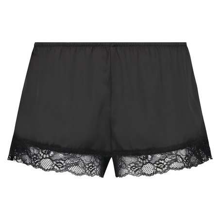Satin pyjama shorts, Black