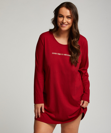 Round Neck Nightshirt, Red