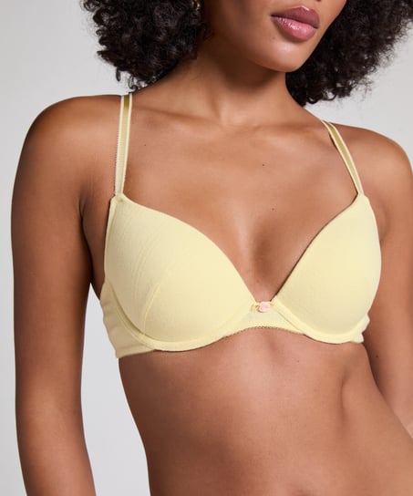 Pointelle Padded Underwired Bra, Yellow