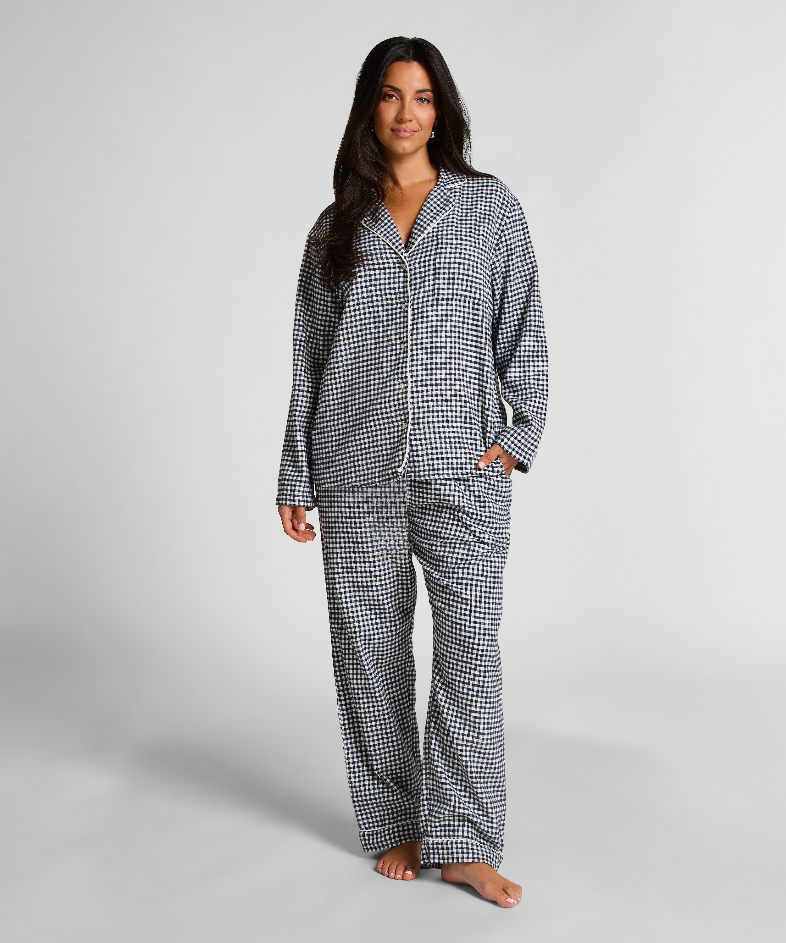 Essentials Flannel Pyjama Top, Blue, main