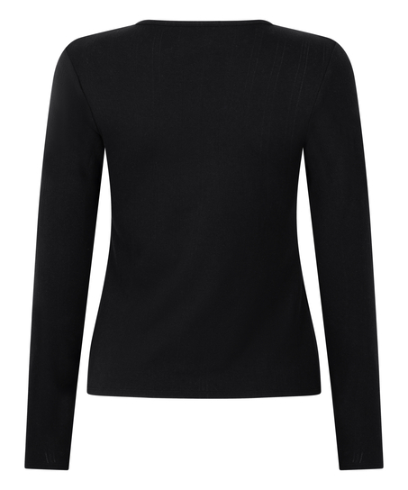 Henley Pyjama Top, Black